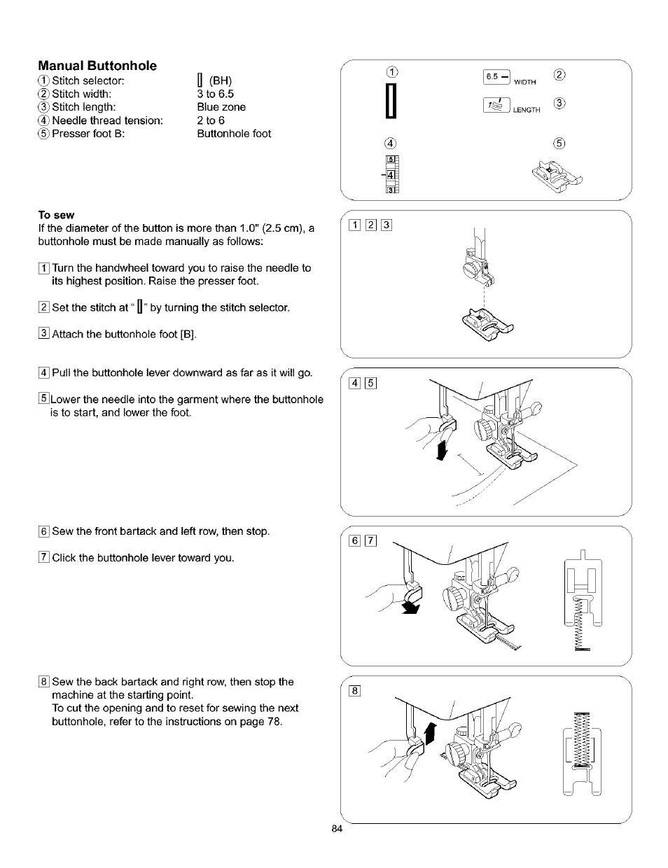 Manual buttonhole | Kenmore 385.160201 User Manual | Page 92 / 109