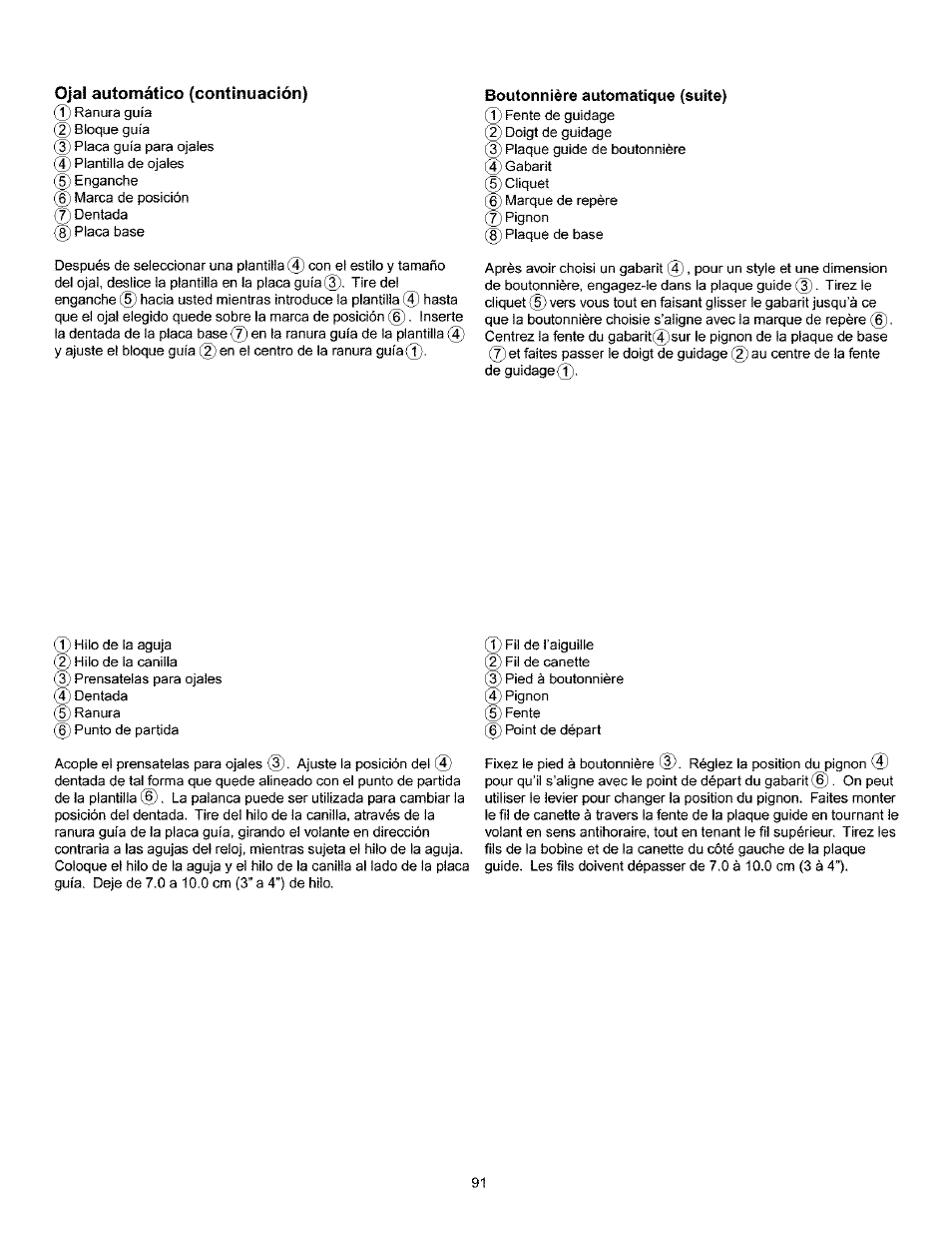 Ojal automático (continuación) | Kenmore 385.160201 User Manual | Page 99 / 109