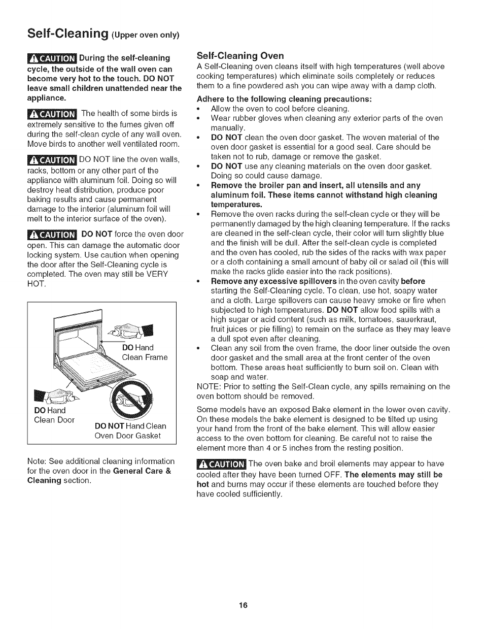 Self-cleaning oven, Seif-cleaning | Kenmore 790.4139 User Manual | Page 16 / 26