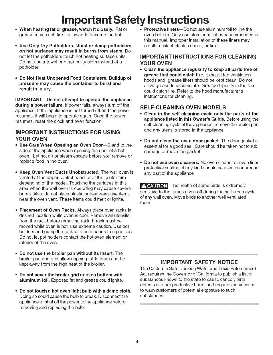 Important safety instructions, Do not use the broiler pan without its insert. the | Kenmore 790.4139 User Manual | Page 4 / 26