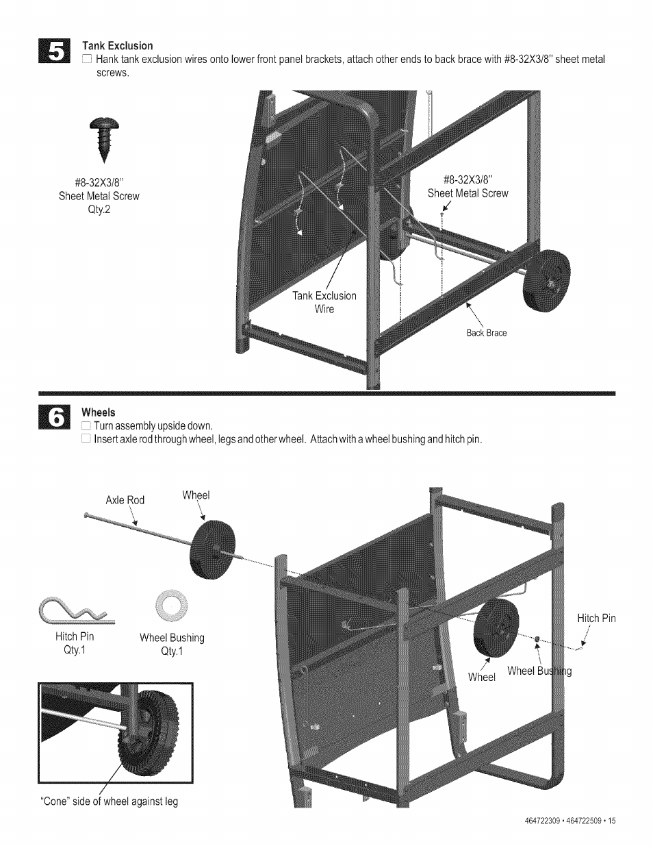 Tank exclusion, Wheels | Kenmore 415.165059 User Manual | Page 15 / 28