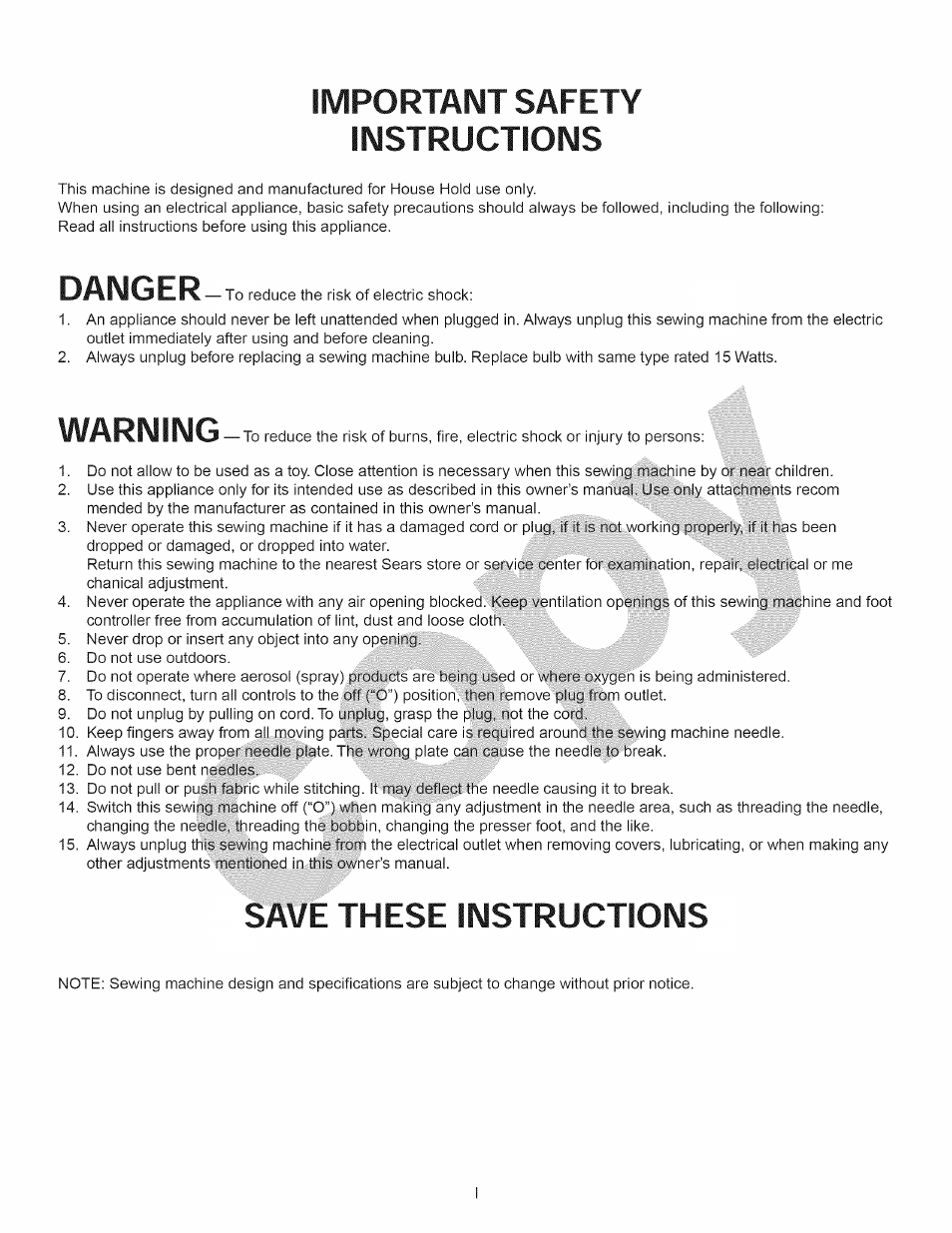 Important safety instructions, Danger, Warning | Save these instructions | Kenmore 15358 User Manual | Page 2 / 89