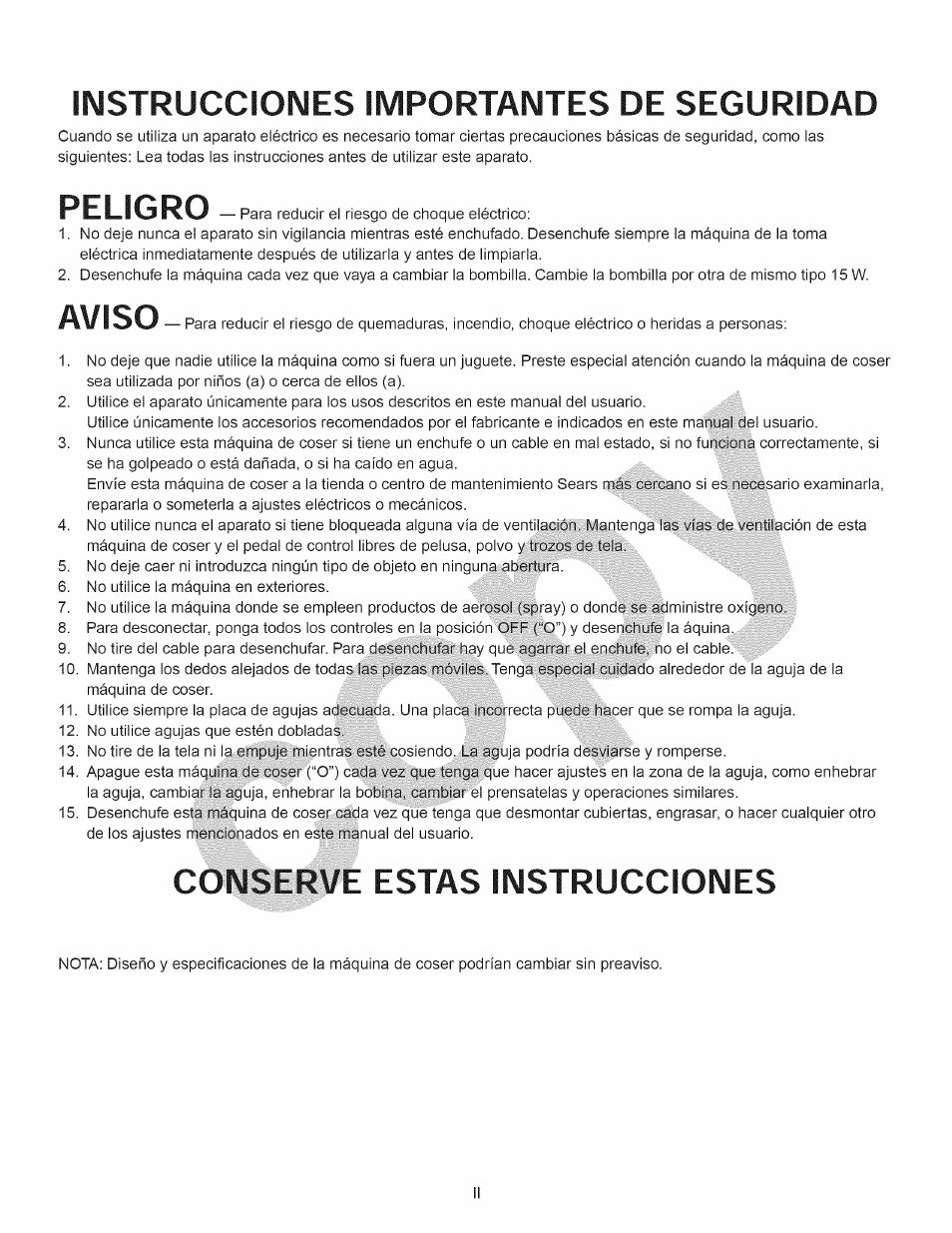 Instrucciones importantes de seguridad, Peligro, Aviso | Conserve estas instrucciones | Kenmore 15358 User Manual | Page 3 / 89