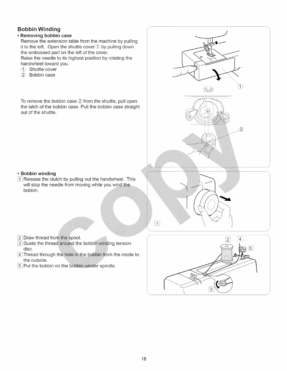 Bobbin winding, Bobbin winding -22 | Kenmore 15358 User Manual | Page 30 / 89