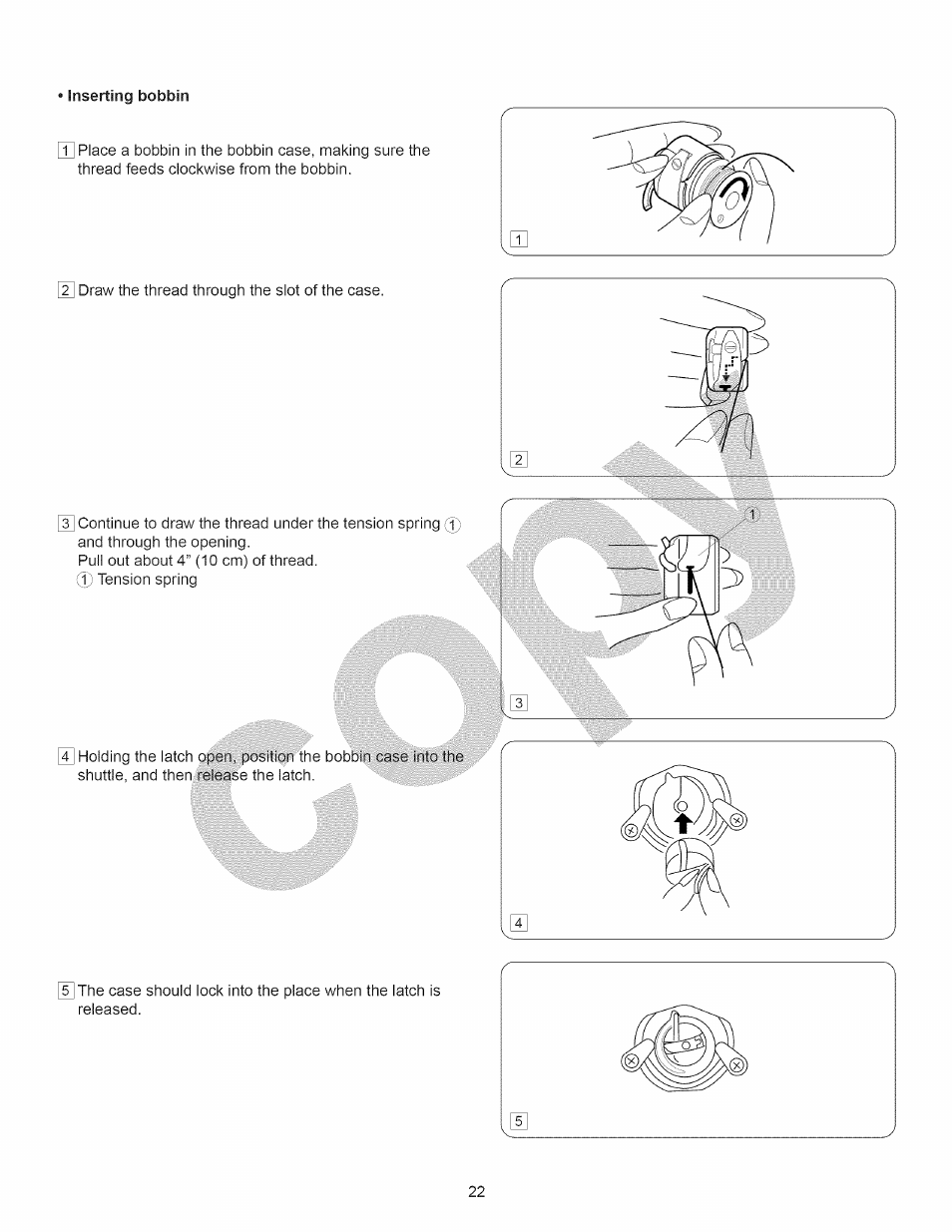 Inserting bobbin | Kenmore 15358 User Manual | Page 34 / 89