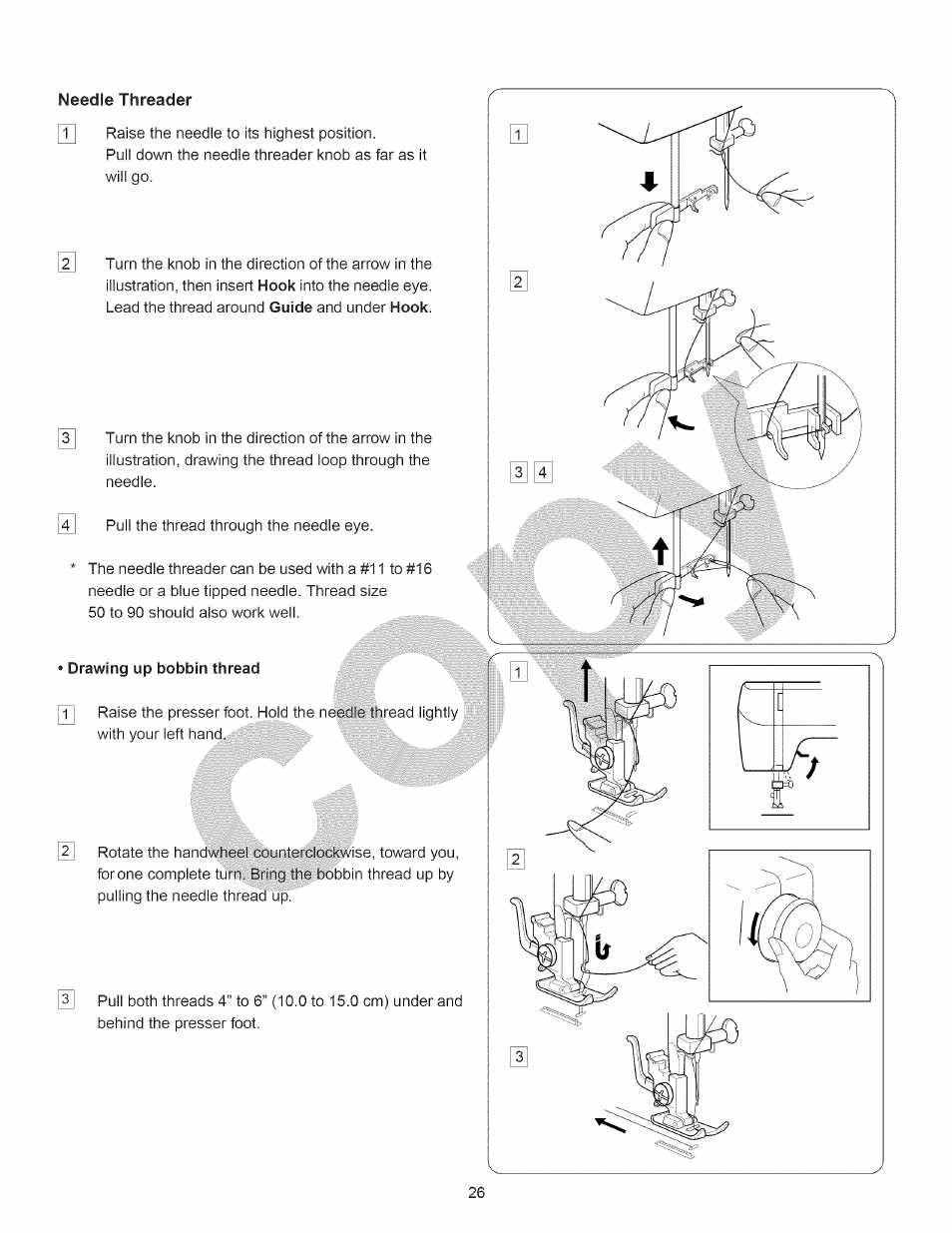 Needle threader, Drawing up bobbin thread, Needle threader • drawing up bobbin thread | Kenmore 15358 User Manual | Page 38 / 89