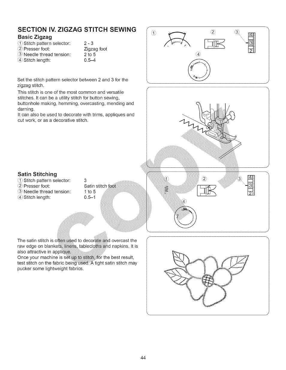 Satin stitching, Topstitching | Kenmore 15358 User Manual | Page 56 / 89