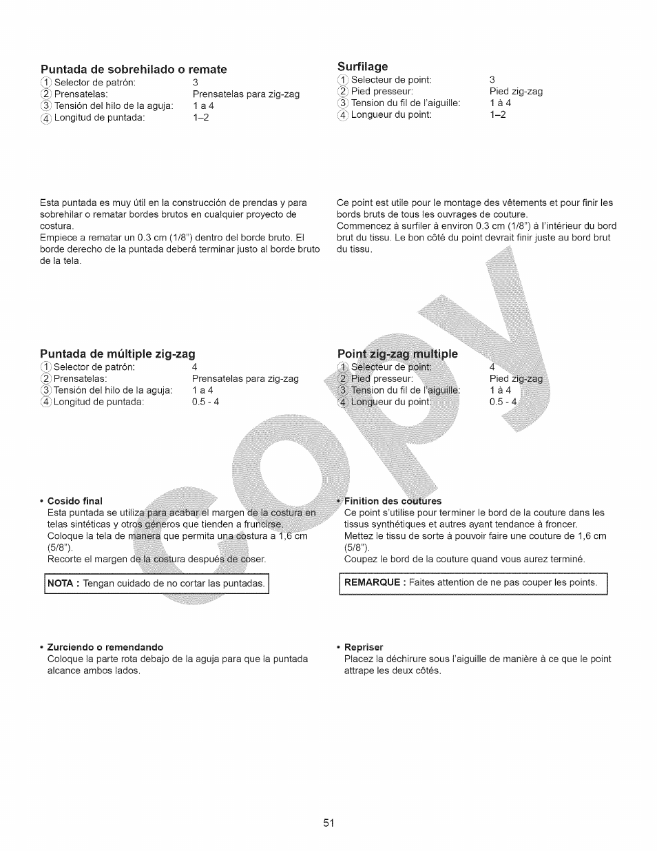 Puntada de sobrehilado o remate, Surfilage | Kenmore 15358 User Manual | Page 63 / 89