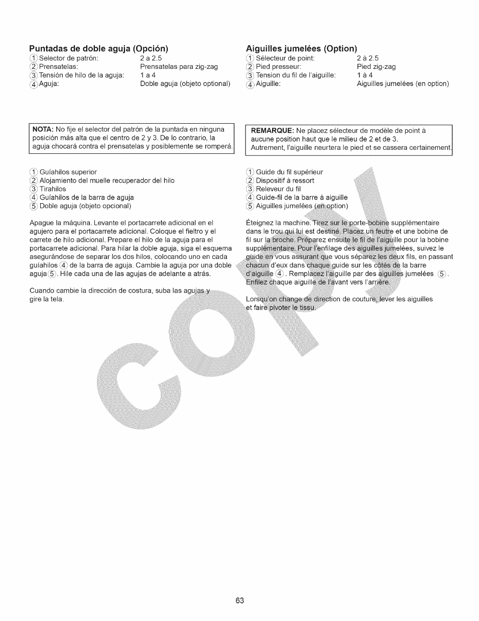 Puntadas de doble aguja (opción) | Kenmore 15358 User Manual | Page 75 / 89