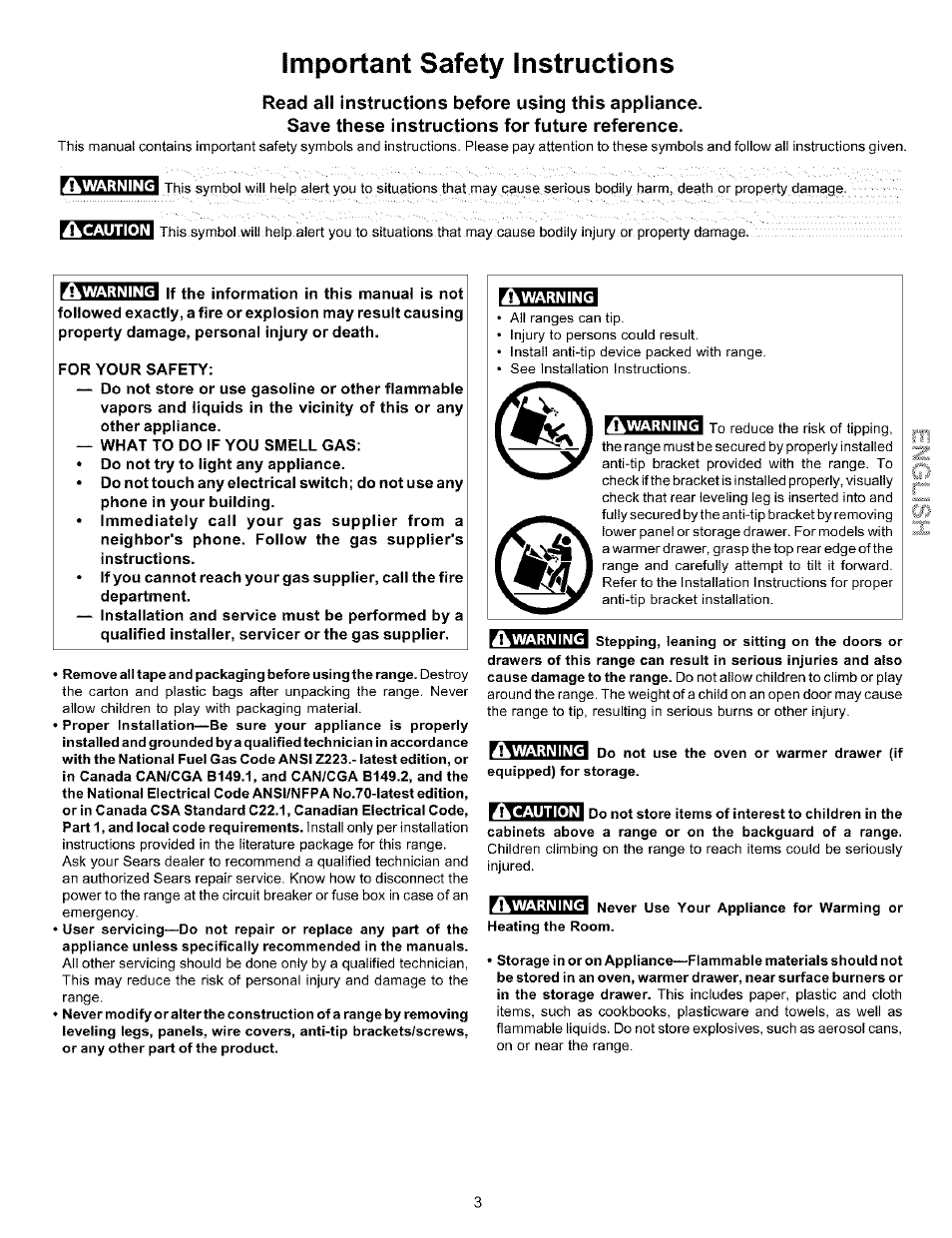 Read all instructions before using this appliance, Save these instructions for future reference, Important safety instructions | Kenmore 970-334421 User Manual | Page 3 / 22