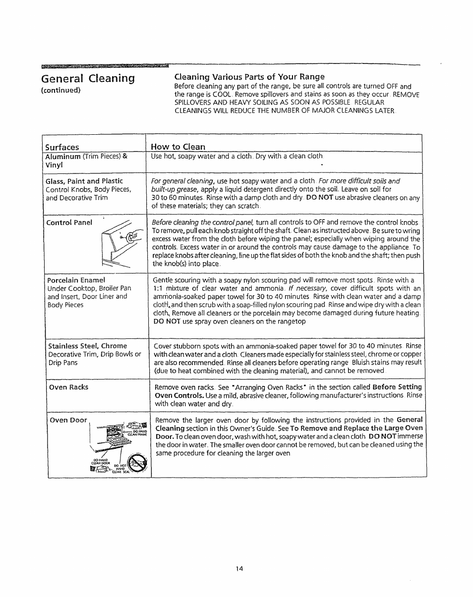 General cleaning | Kenmore 5303304549 User Manual | Page 14 / 20