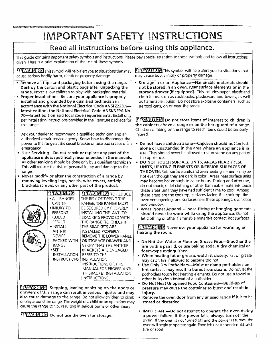 Important safety instructions, Read afl instructions before using this appliance | Kenmore 5303304549 User Manual | Page 3 / 20