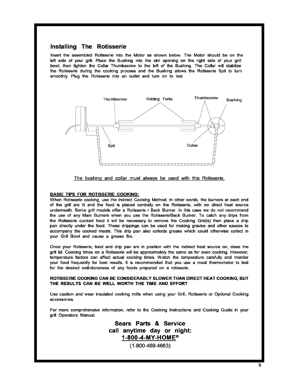 Installing the rôtisserie | Kenmore ELITE 141.158033 User Manual | Page 6 / 6