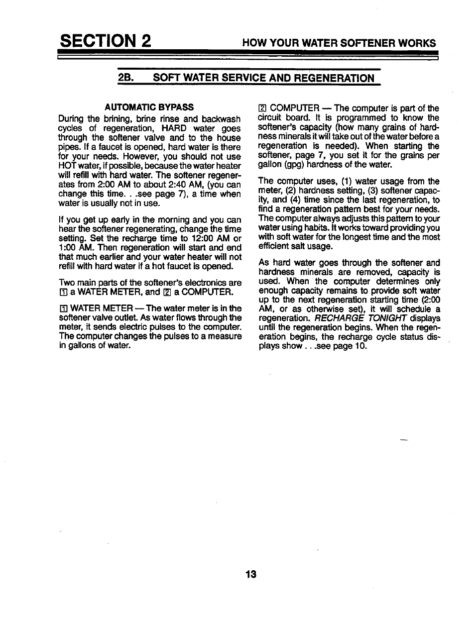 2b. soft water service and regeneration | Kenmore 625.34846 User Manual | Page 13 / 32