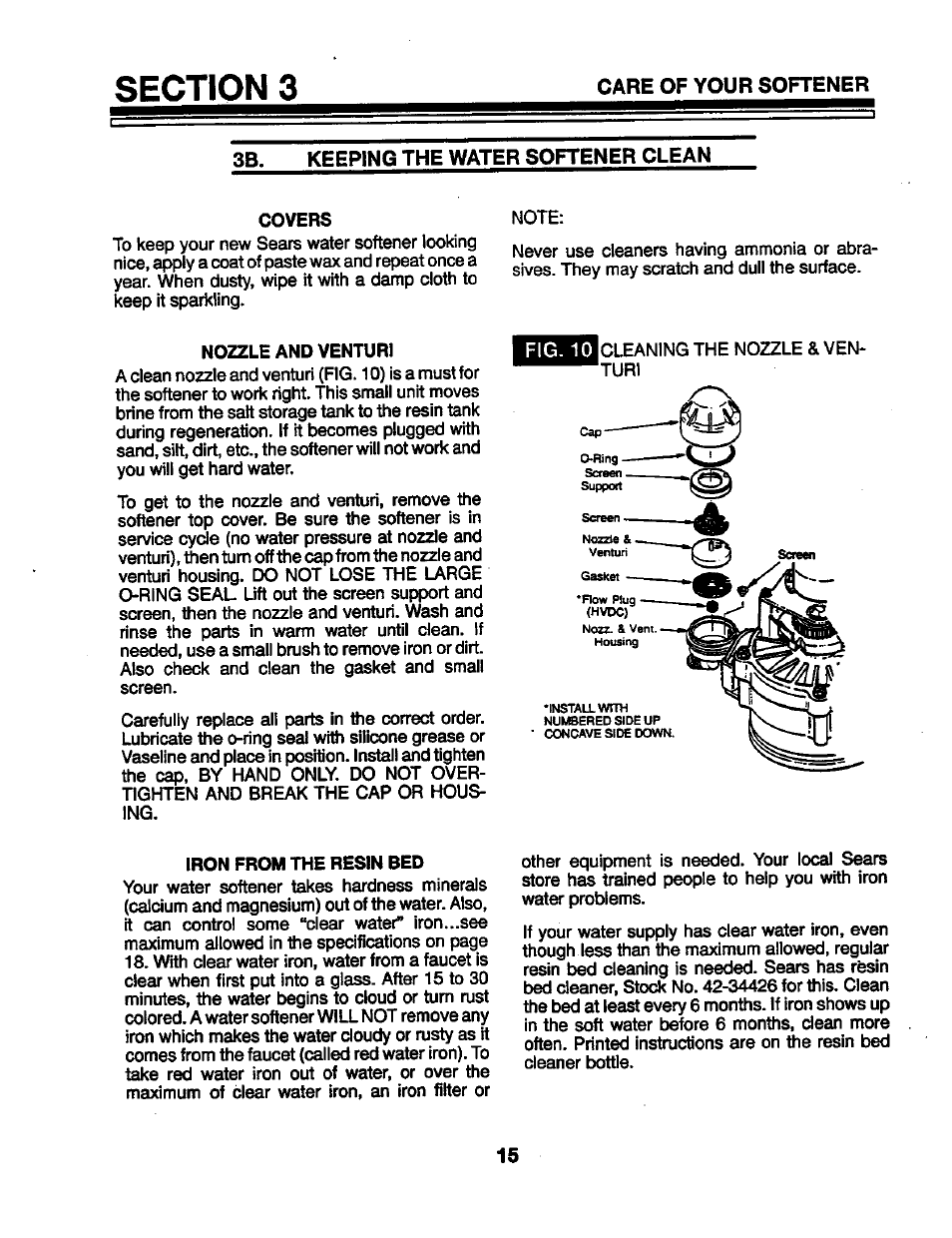 3b. keeping the water softener clean | Kenmore 625.34846 User Manual | Page 15 / 32