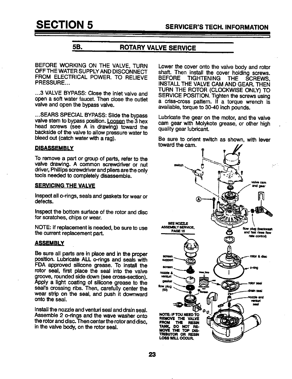 Rotary valve service | Kenmore 625.34846 User Manual | Page 23 / 32