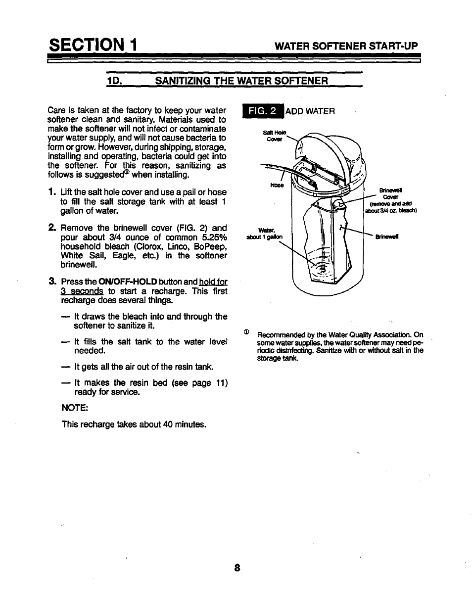 Sanitizing the water softener | Kenmore 625.34846 User Manual | Page 8 / 32