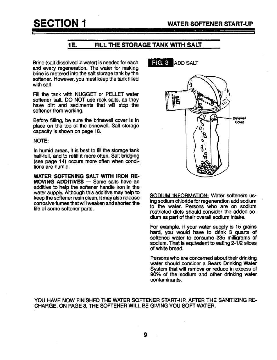 Fill the storage tank with salt | Kenmore 625.34846 User Manual | Page 9 / 32