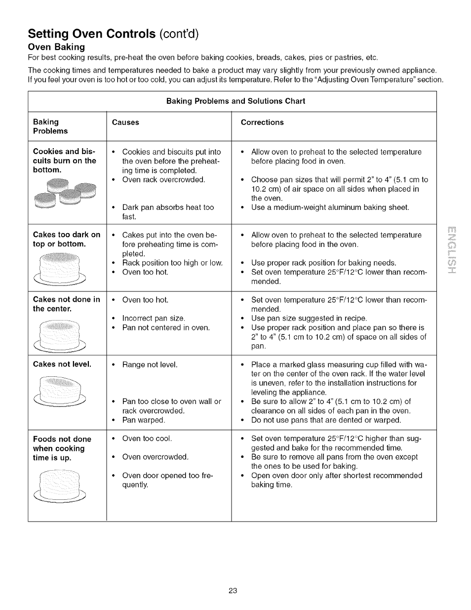 Oven baking, Setting oven controls (cont’d) | Kenmore 790.4672 User Manual | Page 23 / 48