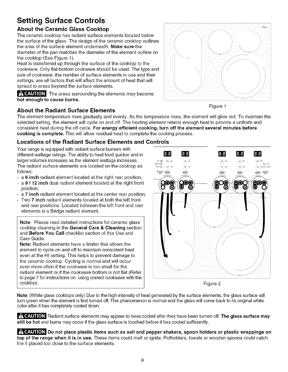 About the ceramic glass cooktop, About the radiant surface elements, Setting surface controls | Kenmore 790.4672 User Manual | Page 8 / 48