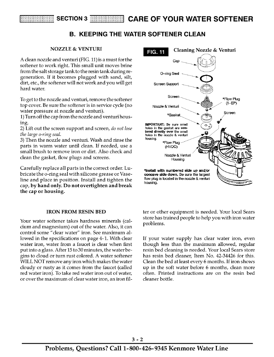 B. keeping the water softener clean, Keeping the water softener clean -2, Care of your water softener | Kenmore 625.38811 User Manual | Page 15 / 32