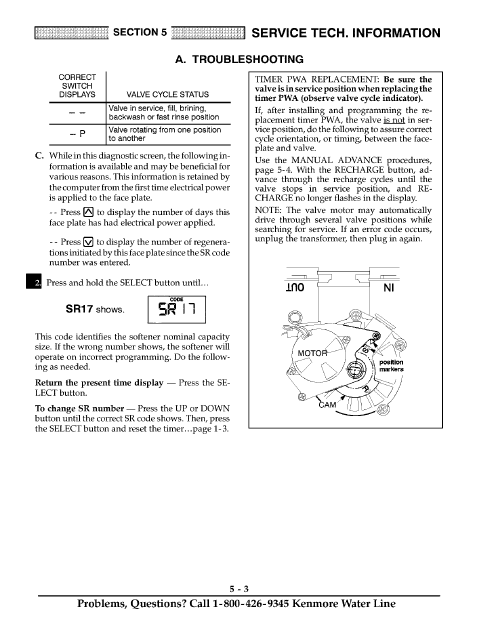 A. troubleshooting, 5r i, Service tech. information | Sr17 | Kenmore 625.38811 User Manual | Page 22 / 32