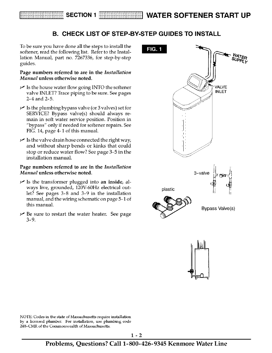 B. check list of step-by-step guides to install, Check list of step-by-step guides to install -2, Water softener start up | Kenmore 625.38811 User Manual | Page 5 / 32
