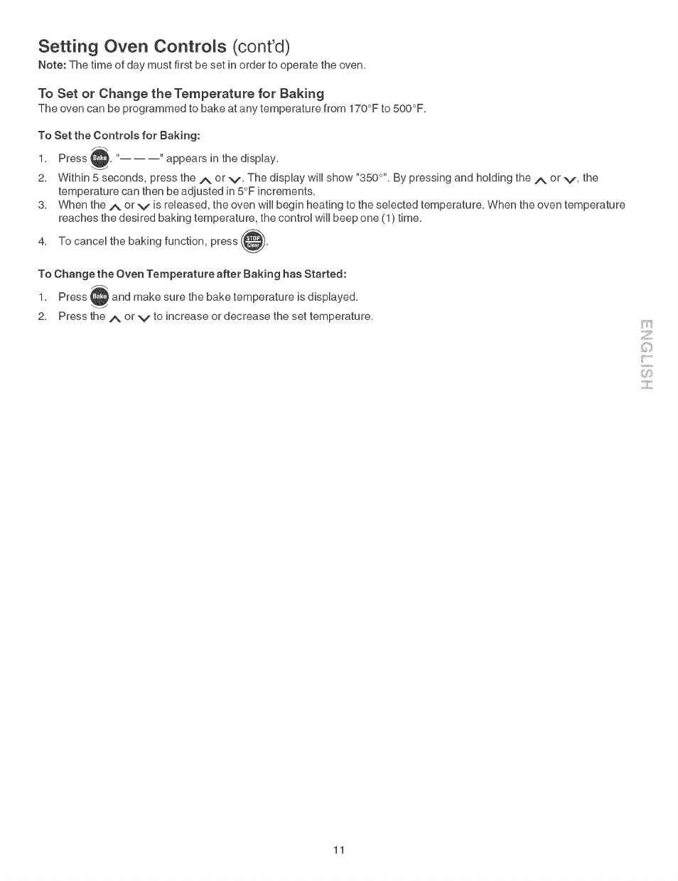 Setting oven controls (confd) | Kenmore 790.46268 User Manual | Page 11 / 22