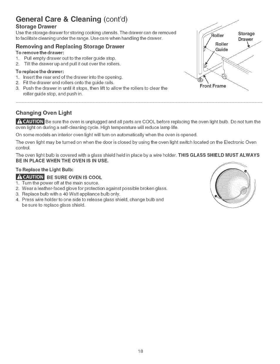 General care & cleaning (confd) | Kenmore 790.46268 User Manual | Page 18 / 22