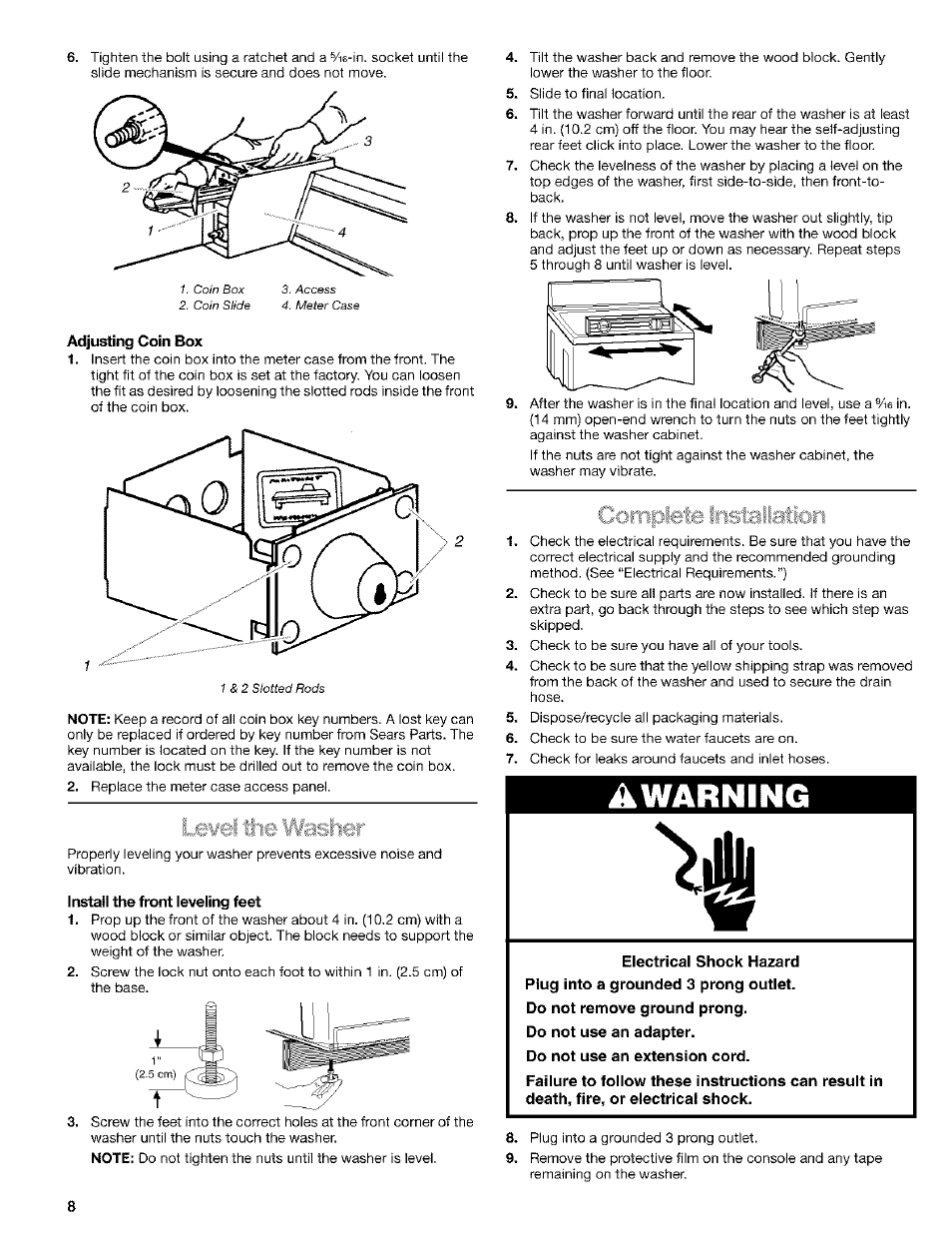 Âwarning, Coiiidtete installation | Kenmore 3948597B User Manual | Page 8 / 16