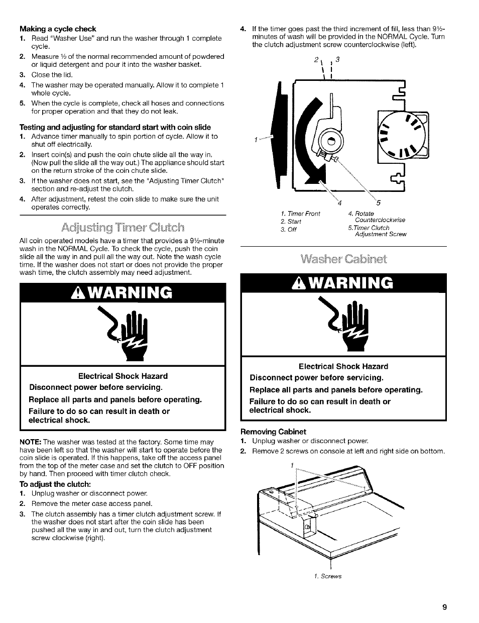 Awarning | Kenmore 3948597B User Manual | Page 9 / 16