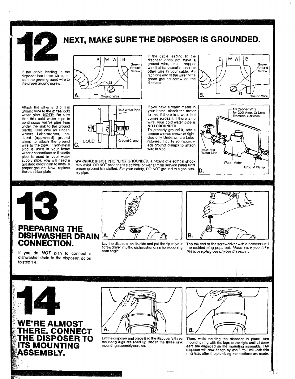 Next, make sure the disposer is grounded, Prenvring the dishwasher drain connection | Kenmore 17568563 User Manual | Page 7 / 10