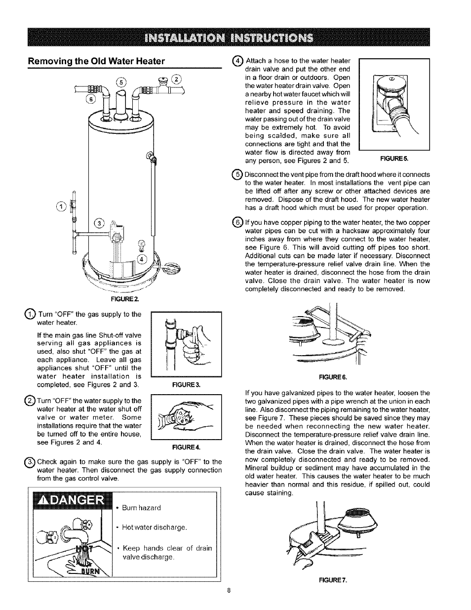 Removing the old water heater | Kenmore POWER MISER 153.33616 User Manual | Page 8 / 32