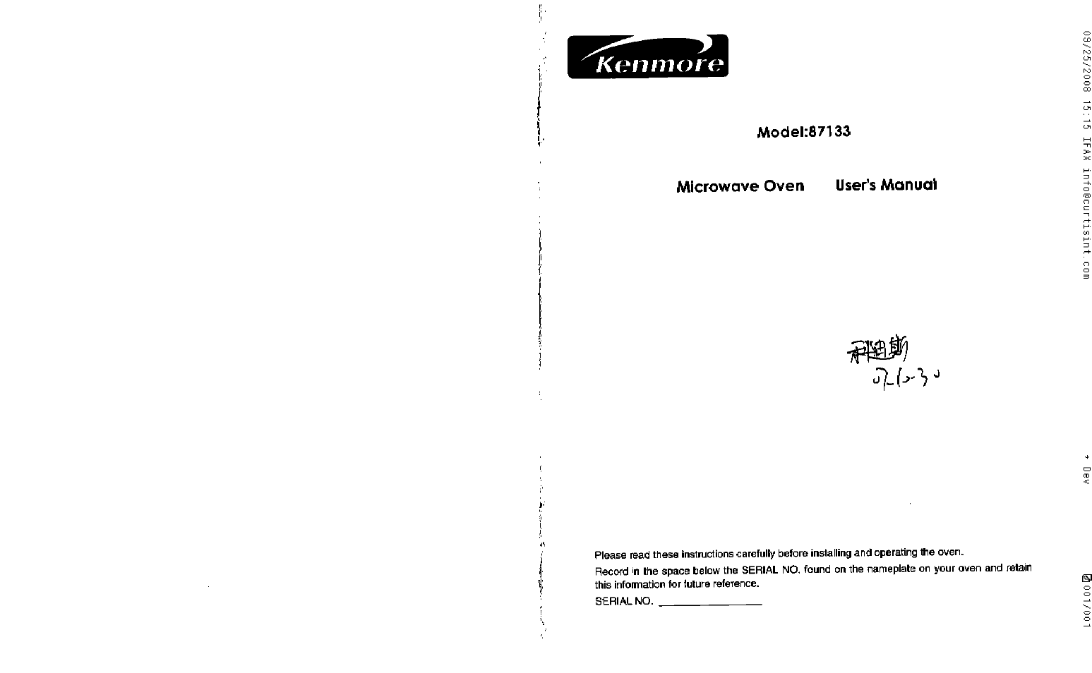 Kenmore 87133 User Manual | 13 pages