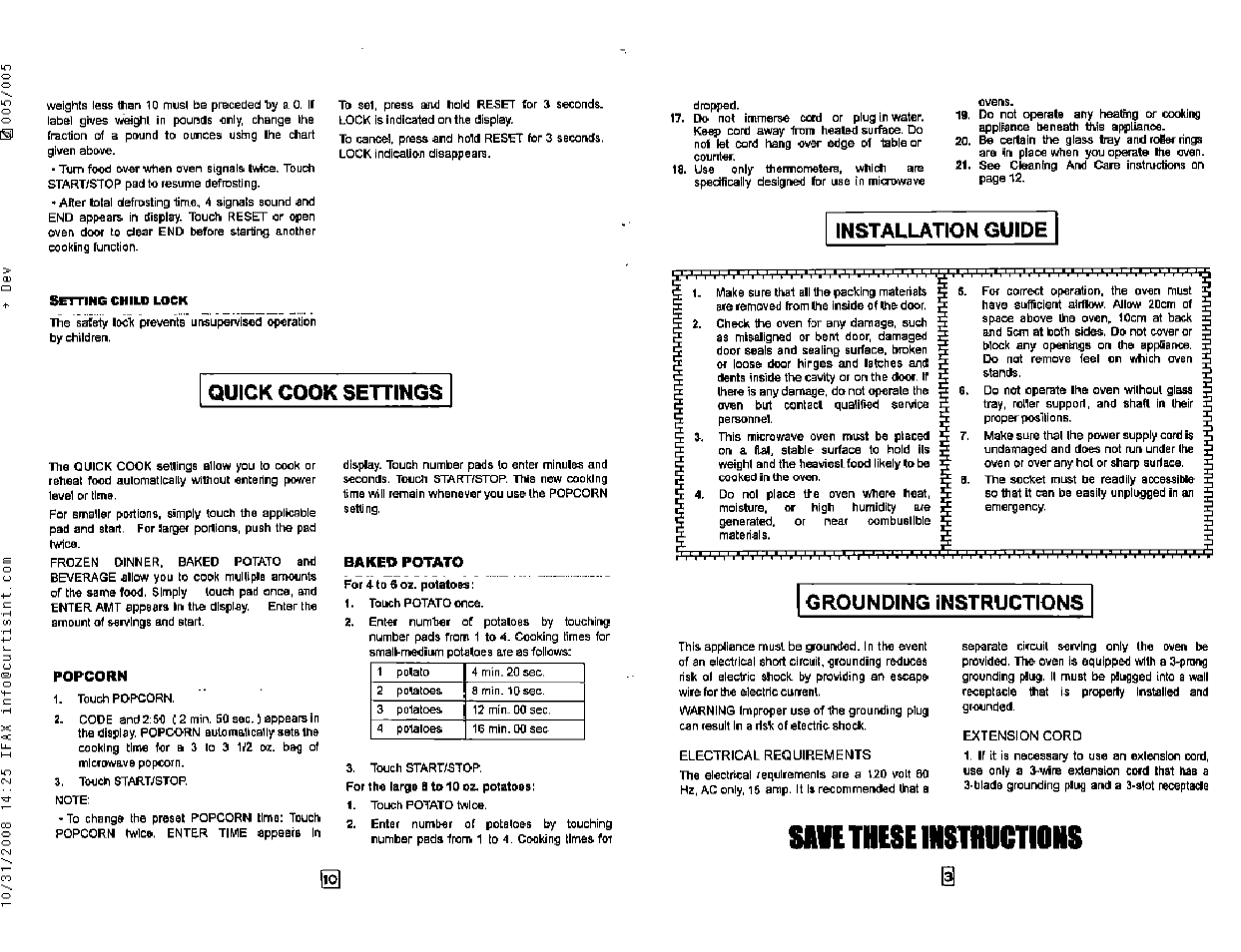 Quick cook settings | Kenmore 87133 User Manual | Page 11 / 13