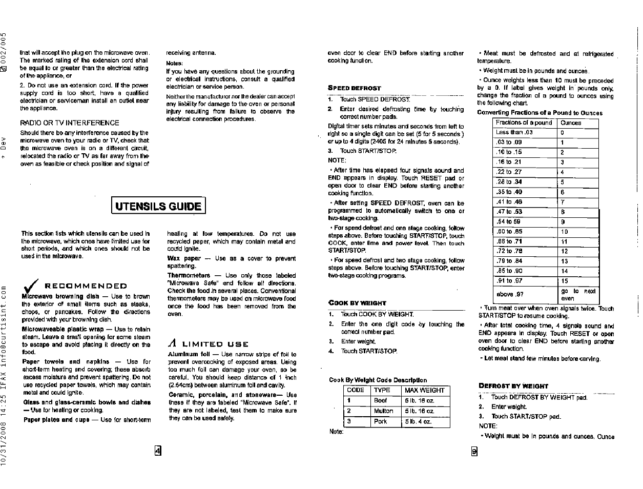 Utensils guide | Kenmore 87133 User Manual | Page 5 / 13