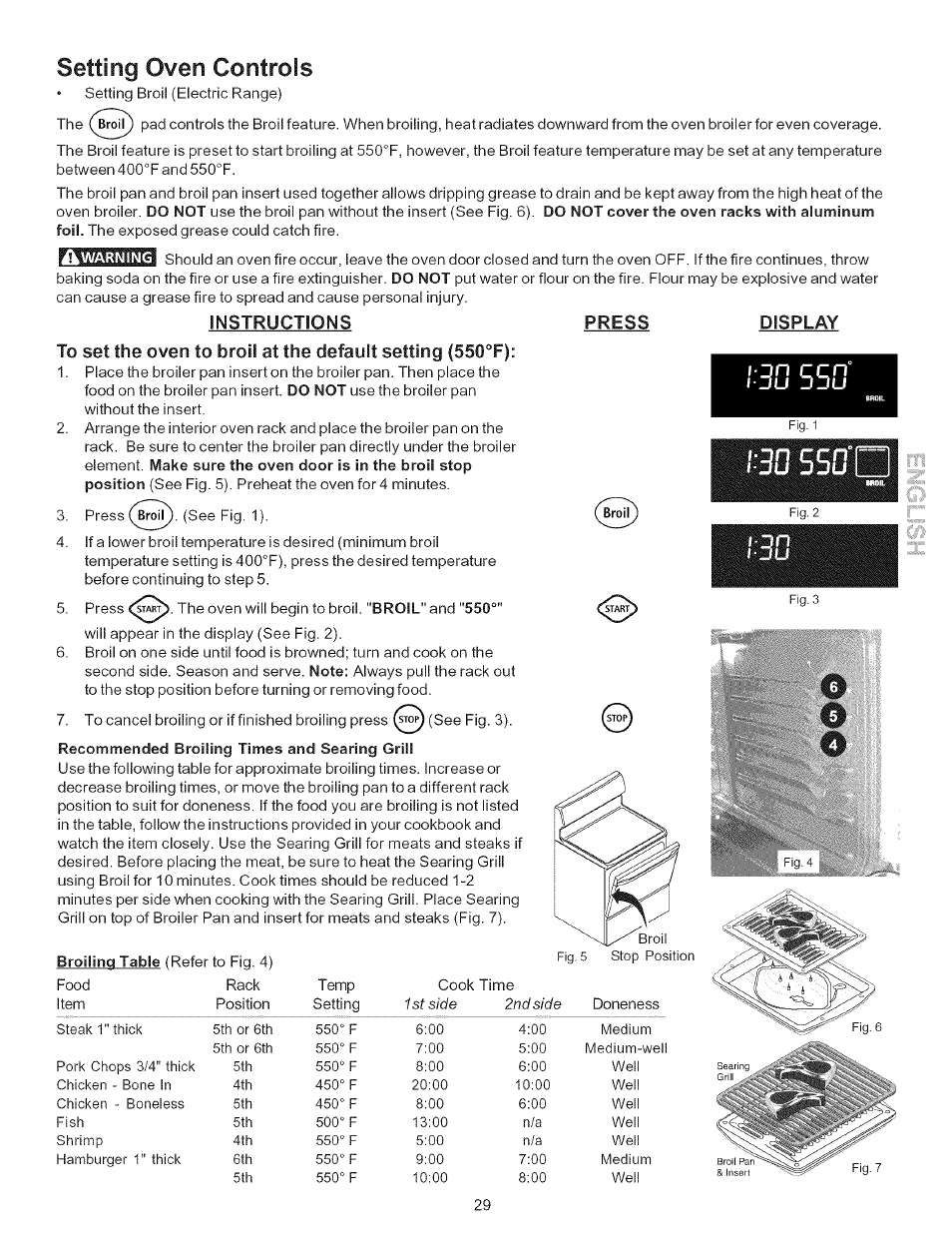 Instructions press, Display, Setting oven controls | Kenmore 790-.9663 User Manual | Page 29 / 50