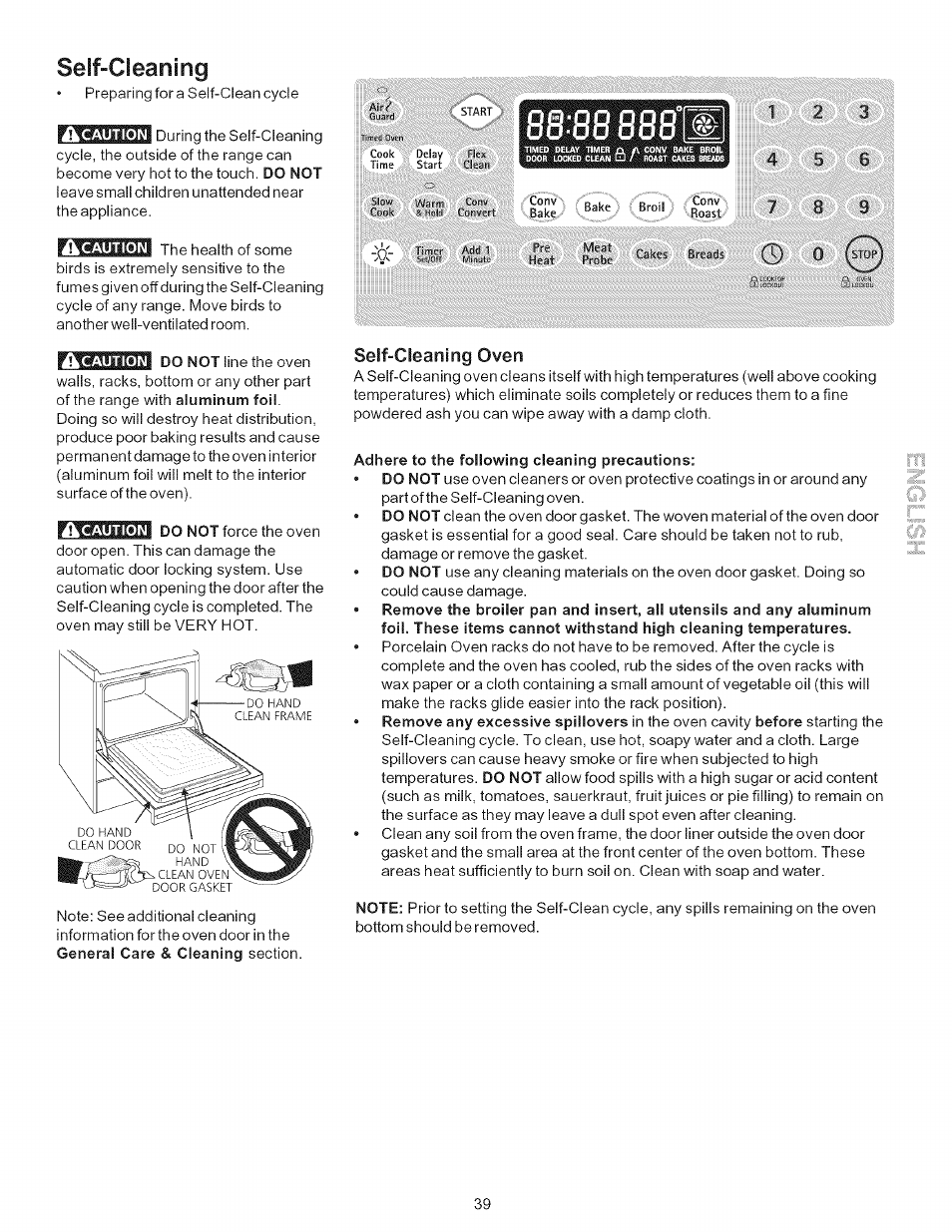 Self-cleaning, 88'88 888w, Self-cieaning oven | Self-cleaning -41 | Kenmore 790-.9663 User Manual | Page 39 / 50