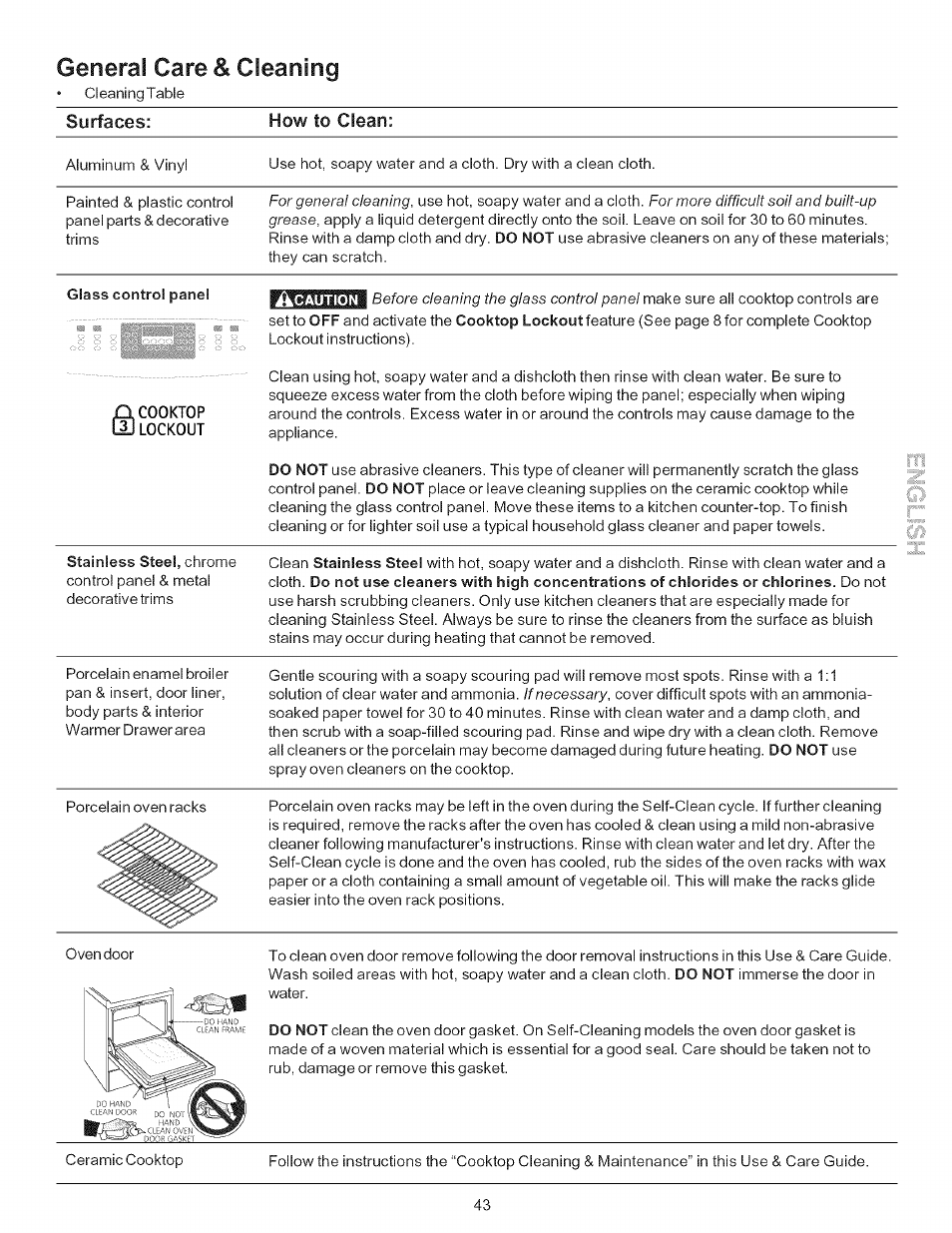 General care & cleaning | Kenmore 790-.9663 User Manual | Page 43 / 50