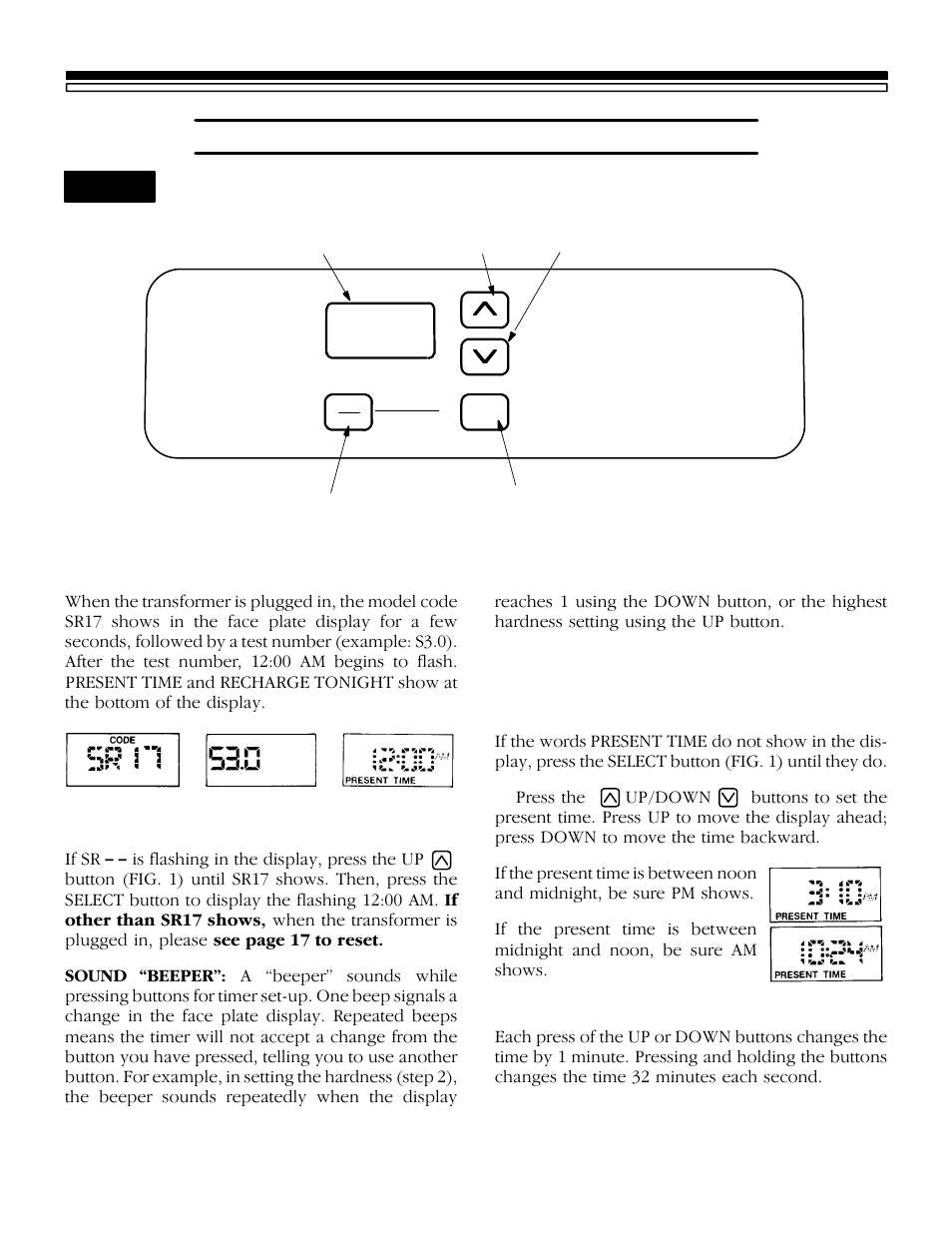 Kenmore, Water softener start-up, 1c. program the timer fig. 1 | Kenmore 625.348420 User Manual | Page 6 / 32