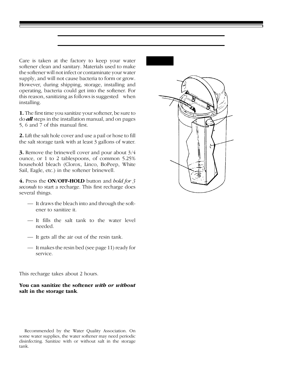 Water softener start-up, 1d. sanitizing the water softener, Fig. 2 | Kenmore 625.348420 User Manual | Page 8 / 32