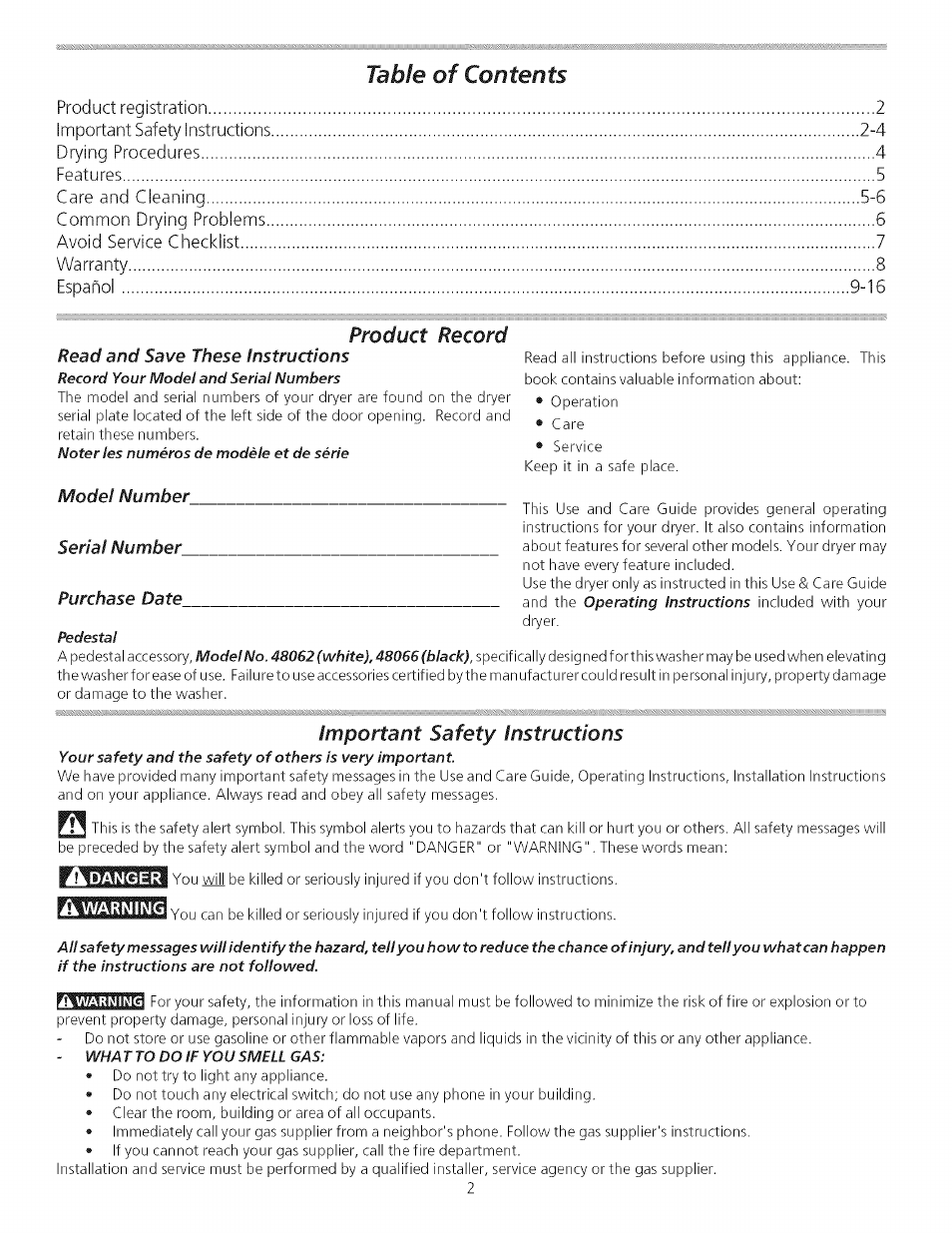 Kenmore 134914900 User Manual | Page 2 / 8