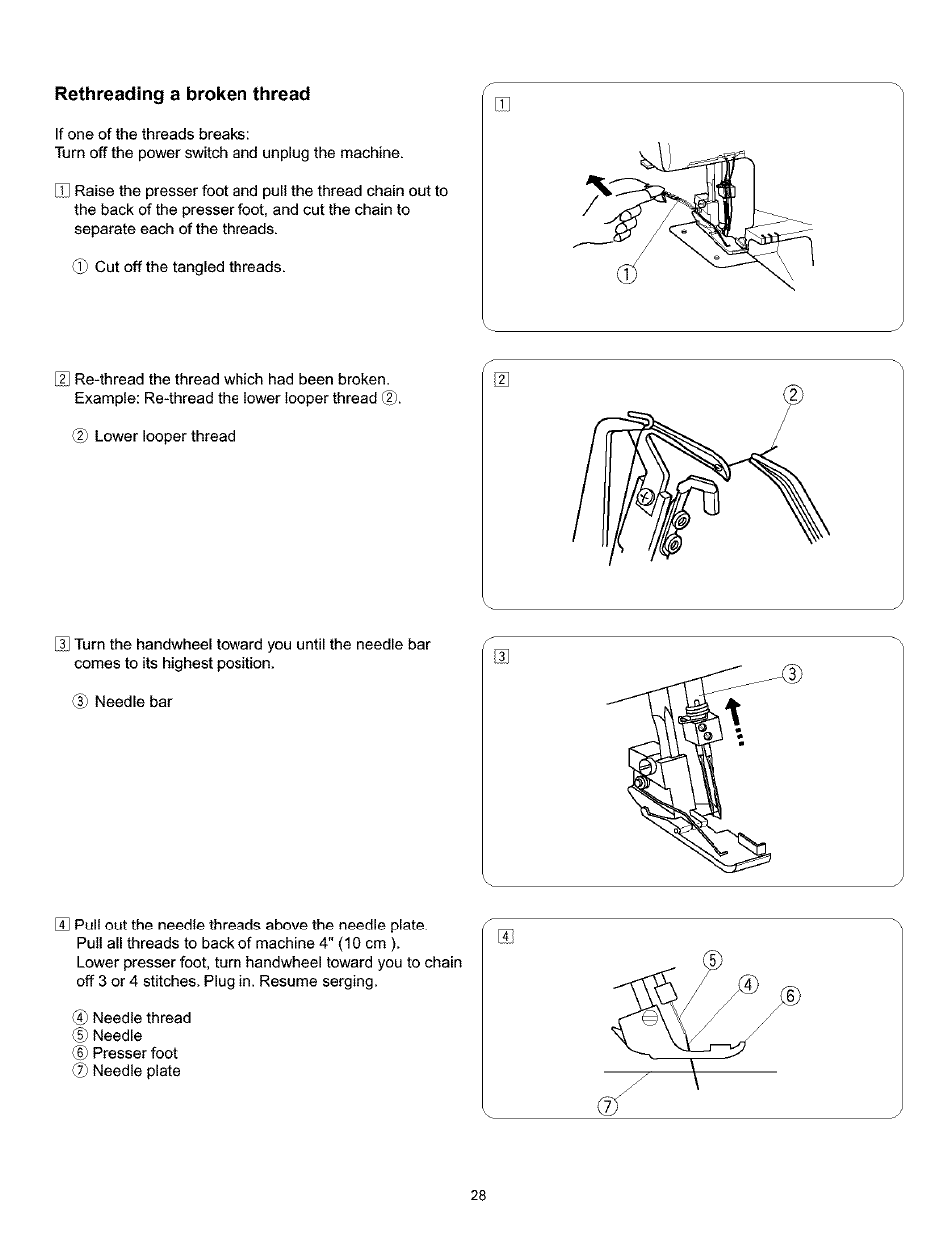 Rethreading a broken thread | Kenmore 385.166551 User Manual | Page 36 / 113