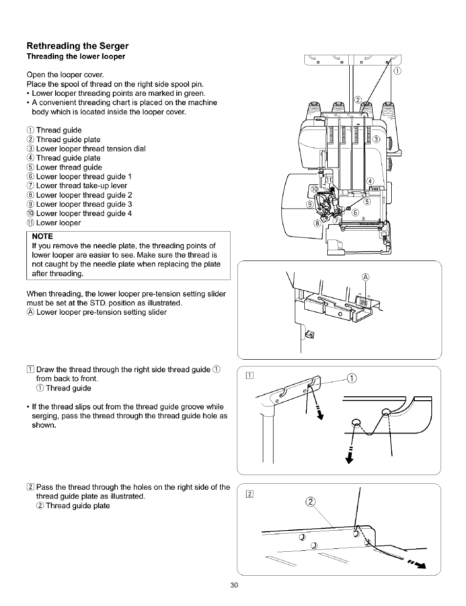 Rethreading the serger, Rethreading the serger -32 | Kenmore 385.166551 User Manual | Page 38 / 113