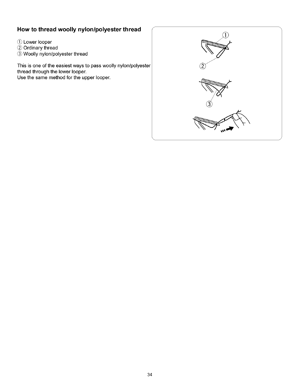 How to thread woolly nylon/polyester thread, How to thread woliy nylon / polyester thread | Kenmore 385.166551 User Manual | Page 42 / 113