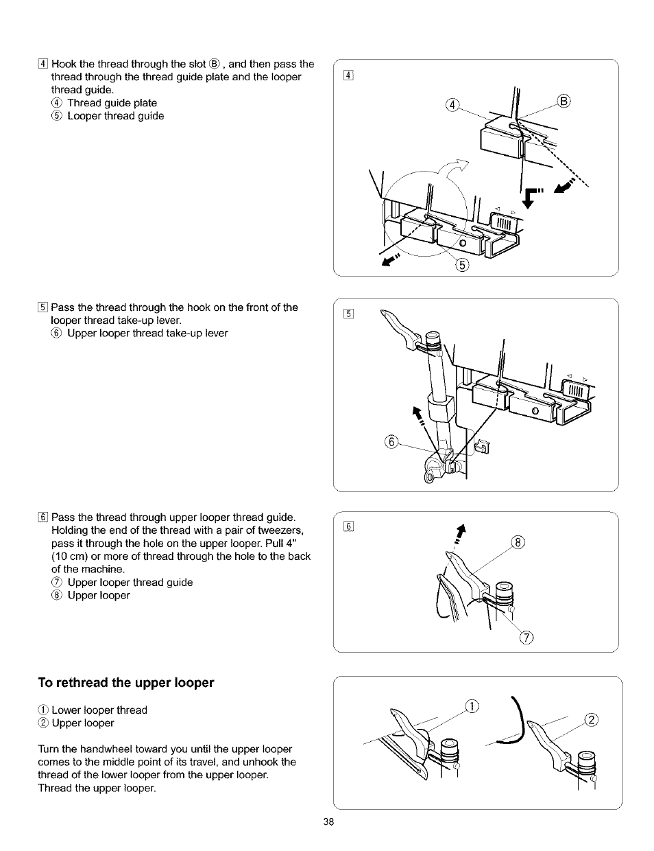 To rethread the upper looper, To rethread the upper iooper | Kenmore 385.166551 User Manual | Page 46 / 113