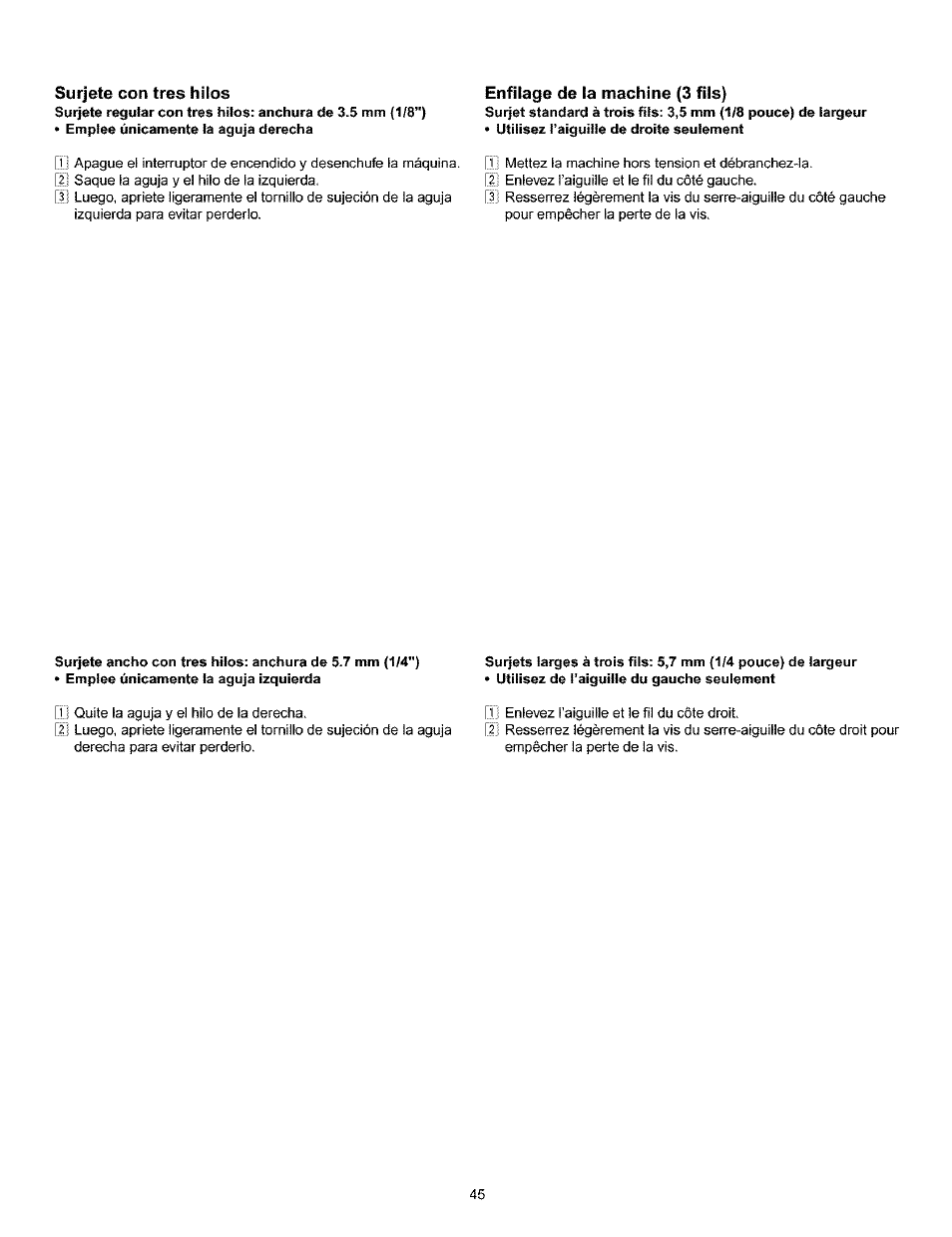 Surjete con tres hilos, Enfilage de la machine (3 fils) | Kenmore 385.166551 User Manual | Page 53 / 113