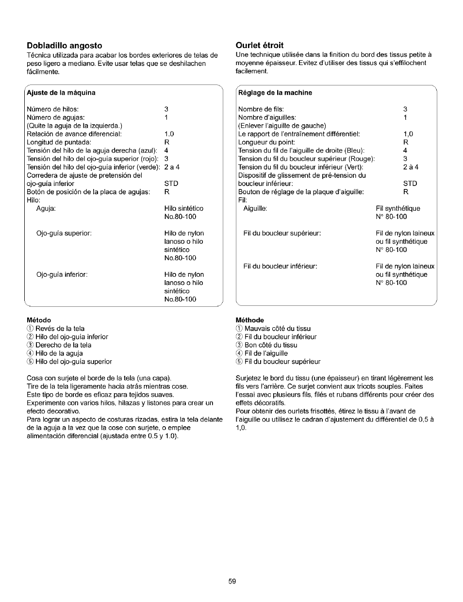 Dobladillo angosto, Ourlet étroit | Kenmore 385.166551 User Manual | Page 67 / 113