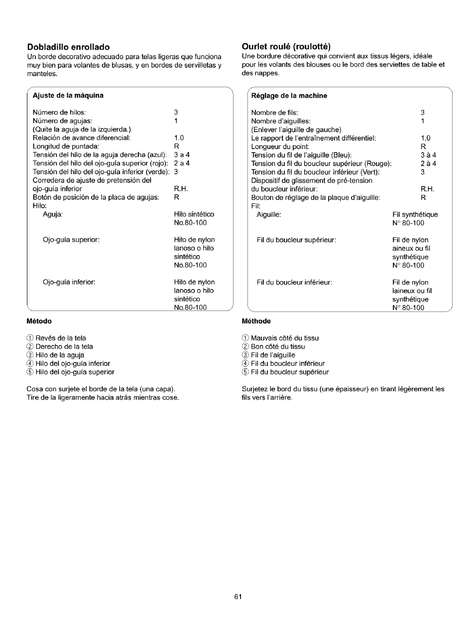 Dobladillo enrollado, Ourlet roulé (roulotté) | Kenmore 385.166551 User Manual | Page 69 / 113