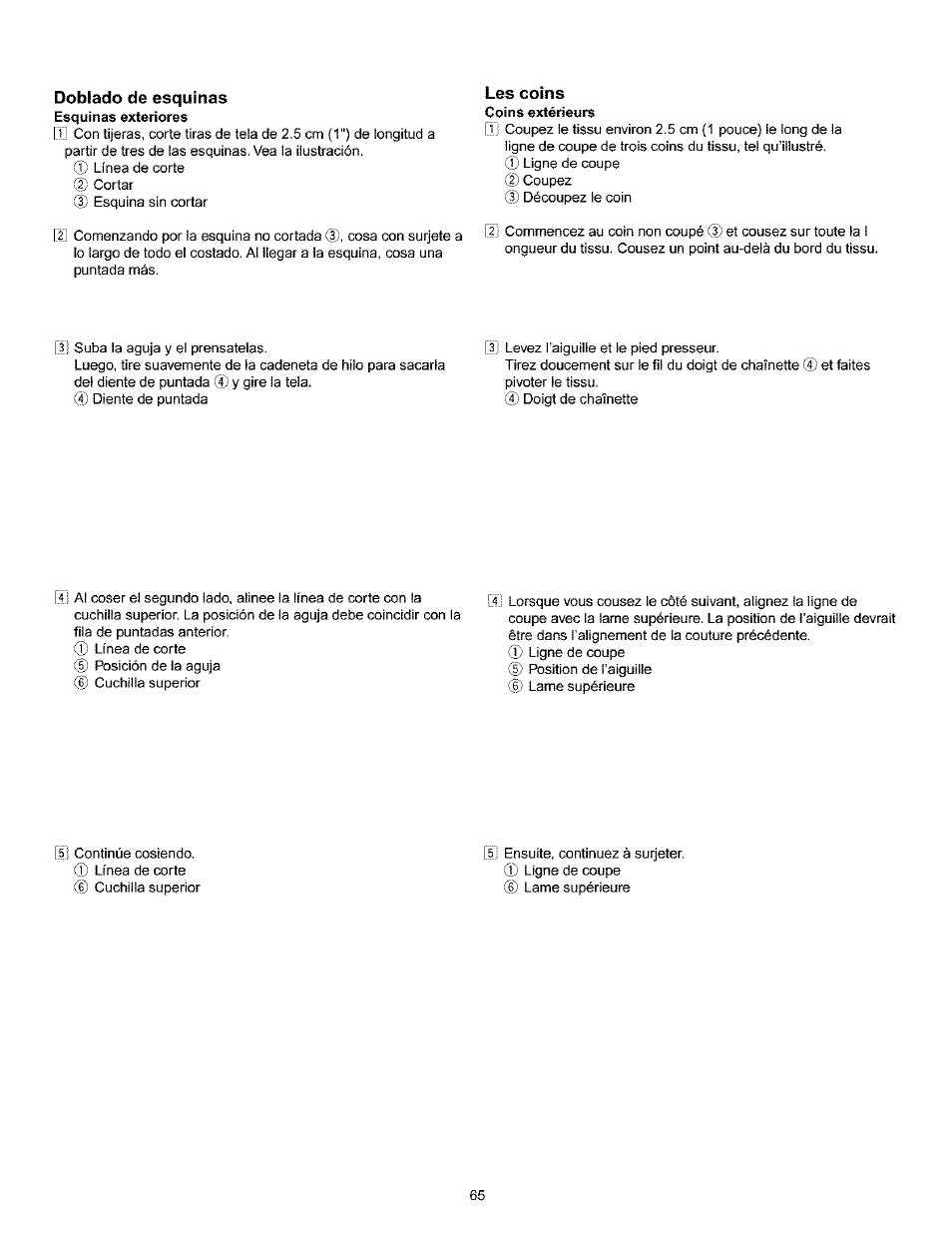 Doblado de esquinas, Les coins | Kenmore 385.166551 User Manual | Page 73 / 113